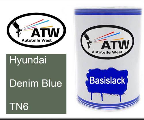 Hyundai, Denim Blue, TN6: 500ml Lackdose, von ATW Autoteile West.